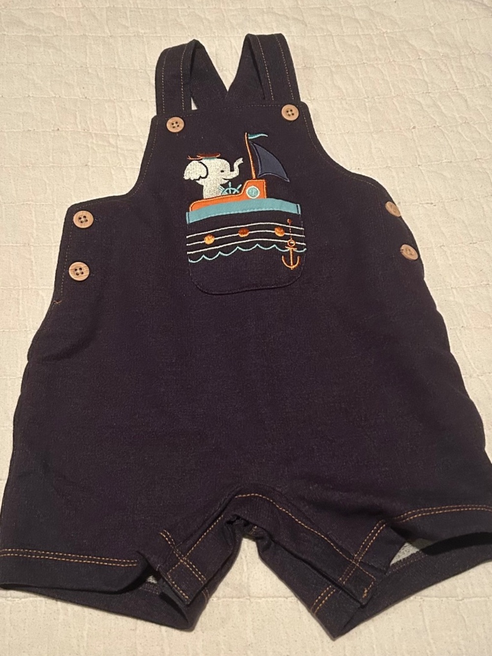 Pekkle Navy Overalls with Elephant 12m